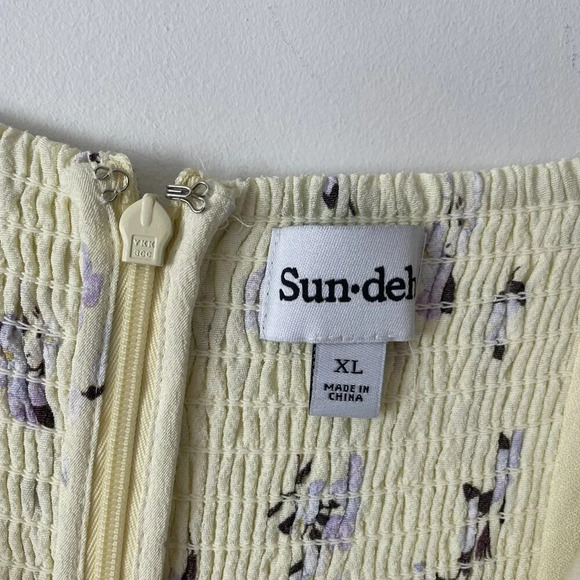 Aritzia Sunday Best Viola Midi Dress Yellow Purple XL - Picture 8 of 9